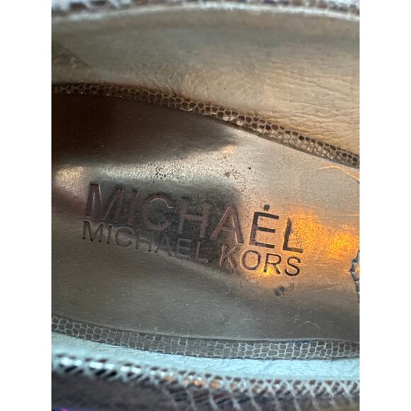 MICHAEL Michael Kors Slip On Stiletto Metallic Pump Heels Silver Gold Sz 6.5M - Picture 6 of 9